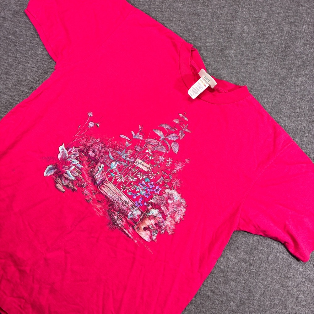 Vintage Northern Reflections T-Shirt Women Large Pink Floral Graphic Chamomile